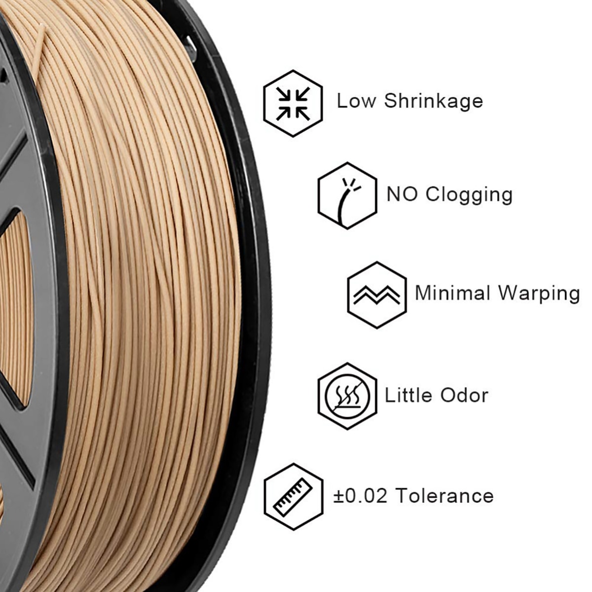 SUNLU Wood Filament PLA 1kg 1.75mm Diameter Tolerance +/-0.02mm Wood Texture Bubble Free FDM 3D Printer Material Fast