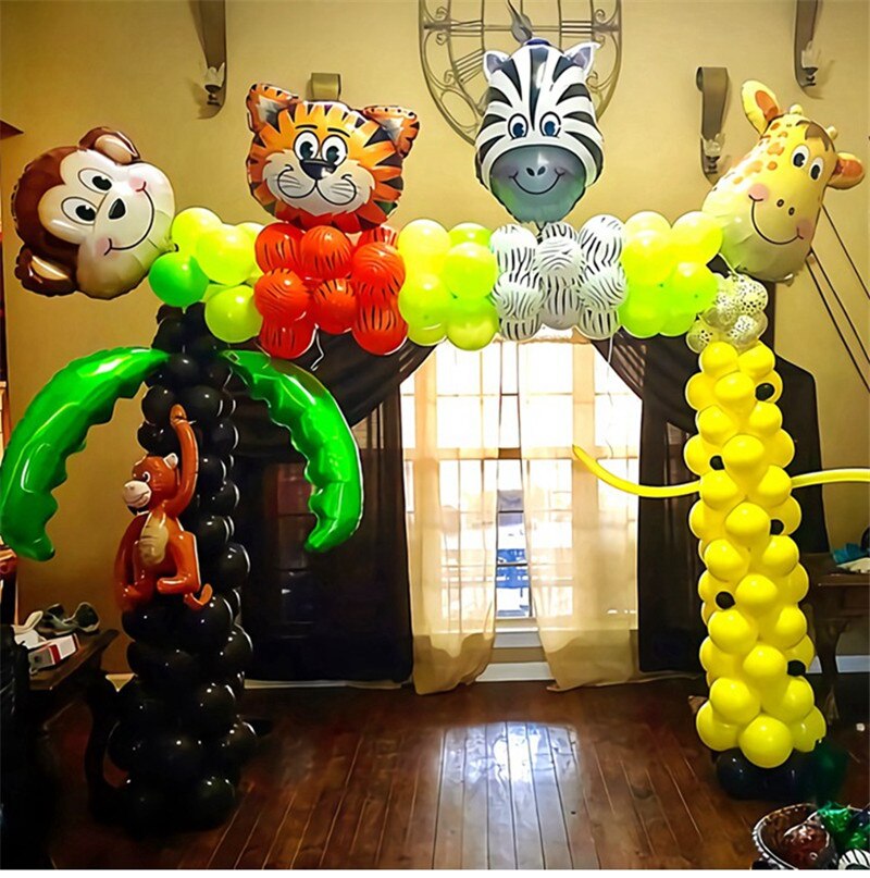 Djur ballonger djungel safari fest ballonger djungel fest dekorationer folie djur ballong födelsedagsfest dekor barn tecknad hatt