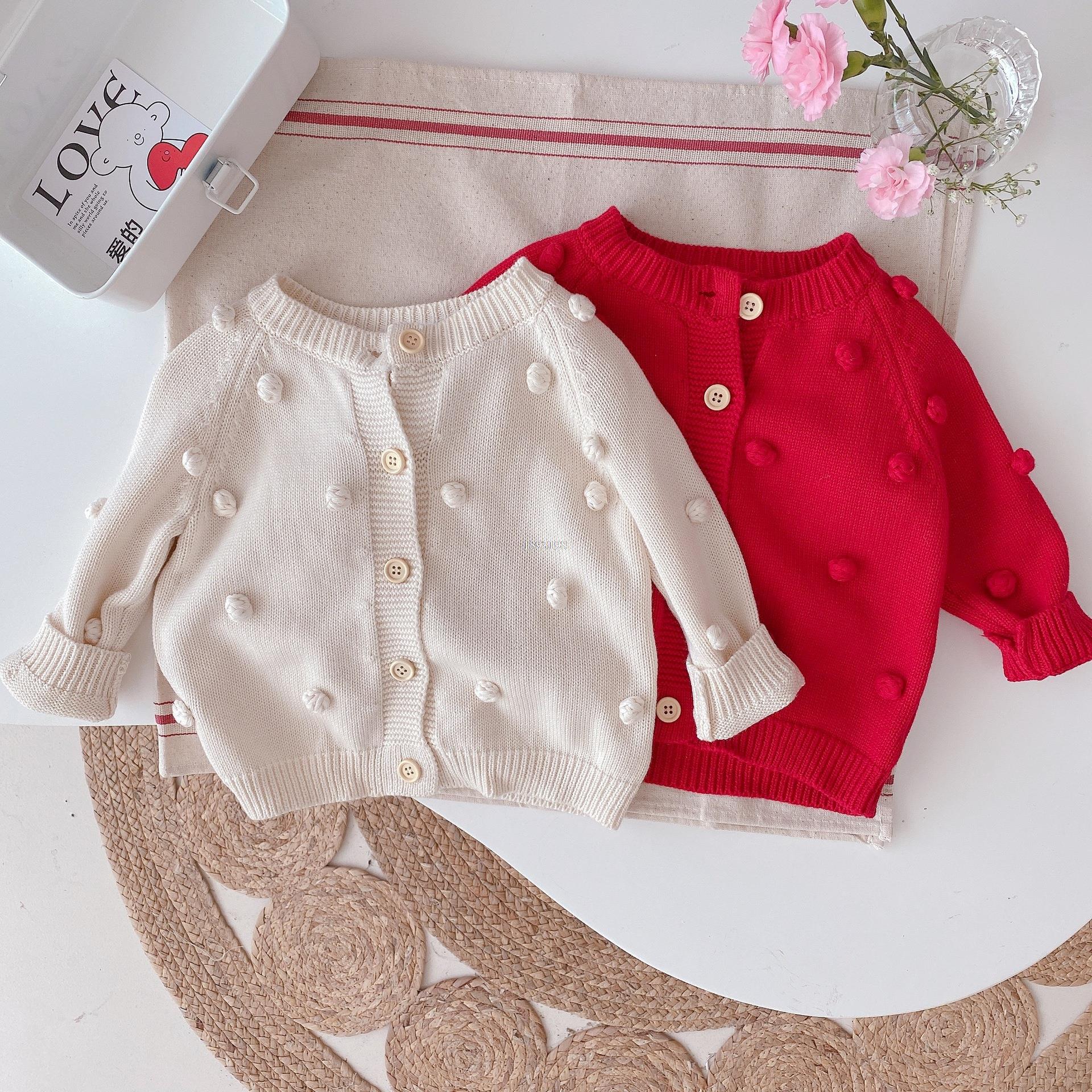 Baby Girls Knitted Cute Sweater Spring And Autumn Children Knitted Ball Cardigan Korean Toddler Kids Sweet Princess Tops