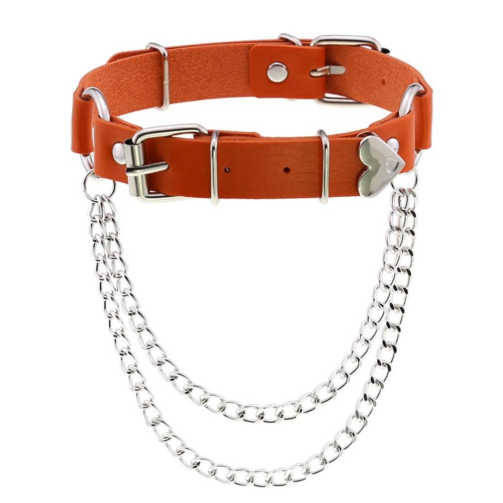 Perzik Hart Choker Ketting Goth Kleding Harajuku Ketting Punk Gothic Kwastje Hals Ketting Sieraden Voor Vrouwen Valentijnsdag: Silver Plated
