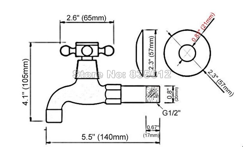 Antiek Messing Wandmontage Cross Handvat Mop Zwembad Kraan/Wasserij Sink Koudwaterkraan Wav103
