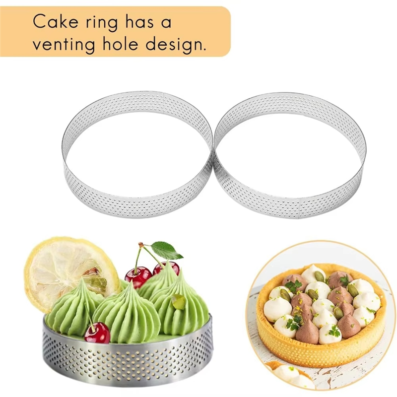 BHBD-Circular Tart Rings Cake Mousse Mold Stainless Steel Fruit Pie Quiches Rings 5 Pack , 6Cm: Default Title