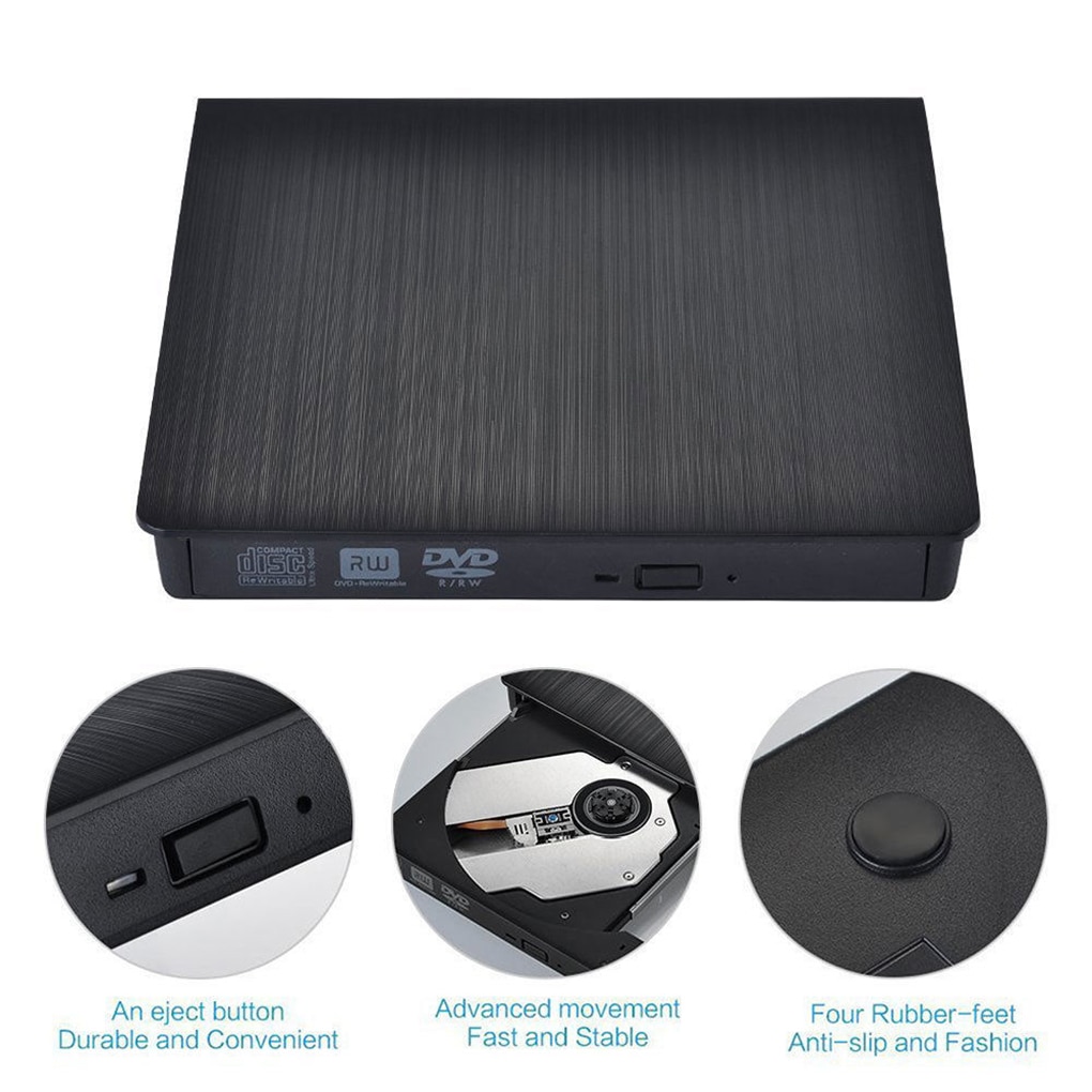 Portable USB 3.0 DVD-ROM Optical Drive External Slim CD ROM Disk Reader Desktop PC Laptop Tablet DVD Player