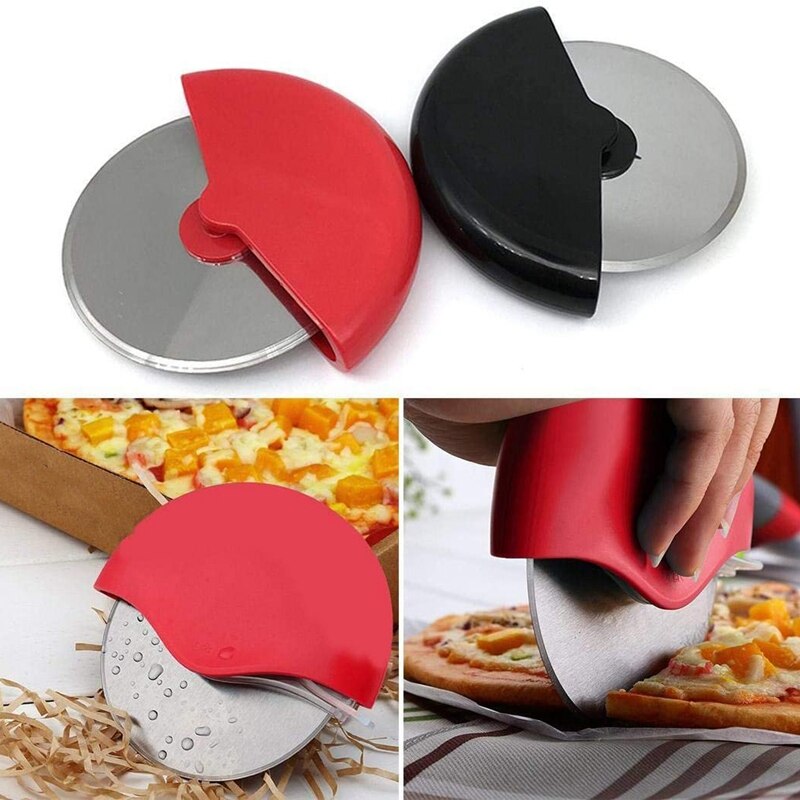 Pizza Cutter Wheel Noodle Maker Baking Tool,Stainless Steel With Cover