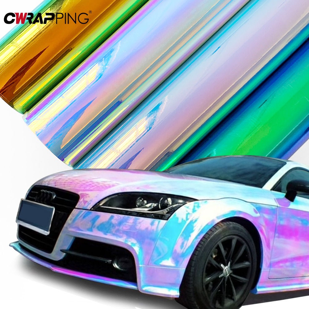 135cm envoltura de coche sin aire burbuja holográfica pegatina de arcoíris cambio de Color DIY automóviles hoja de calcomanías estilo de coche accesorios de coche