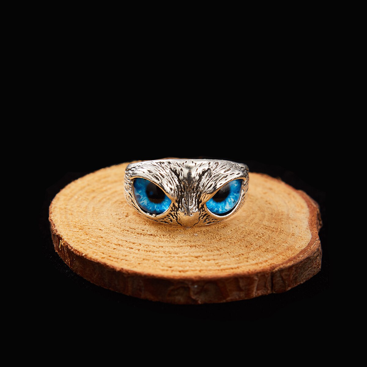 Jahrgang Niedlichen Blauen Augen Eule Ring Für Männer Frauen Offene Ringe Silber Farbe Engagement Hochzeit Paar Ring Schmuck: 2