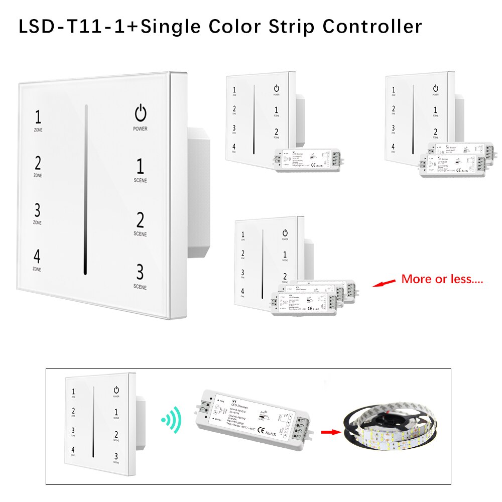 LED PWM bezprzewodowy RF ściemniacz 2.4G 4-strefa/bezprzewodowy pilot zdalnego sterowania DC12-24V regulacji jasności do taśmy LED