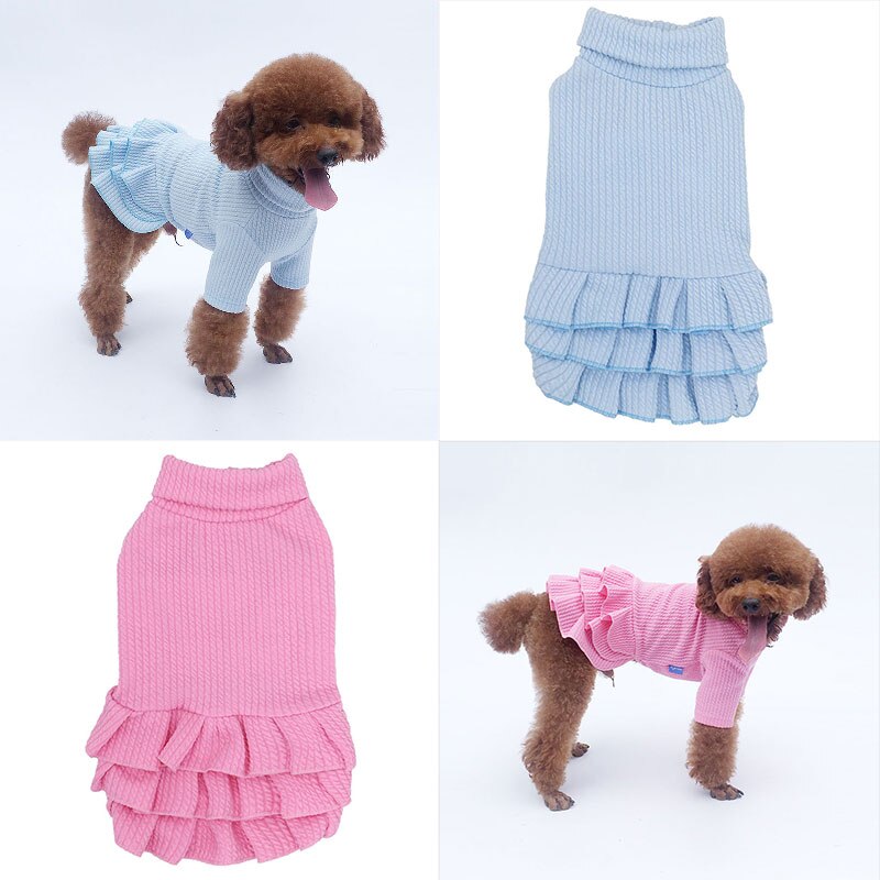 Herfst Winter Coltrui Huisdier Rok Schattige Puppy Hond Jurk Kat Trui Effen Kleur Gestreepte Hond Trouwjurk Voor Kleine Hond kleding