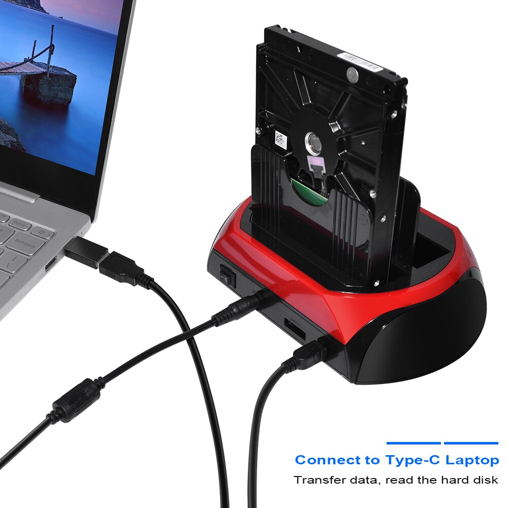 2 IDE 1 SATA USB2.0 Typ C Dual Externe Festplatte 2,5 Zoll 3,5 Zoll Dockingstation One Touch Backup OTB HUB Reader