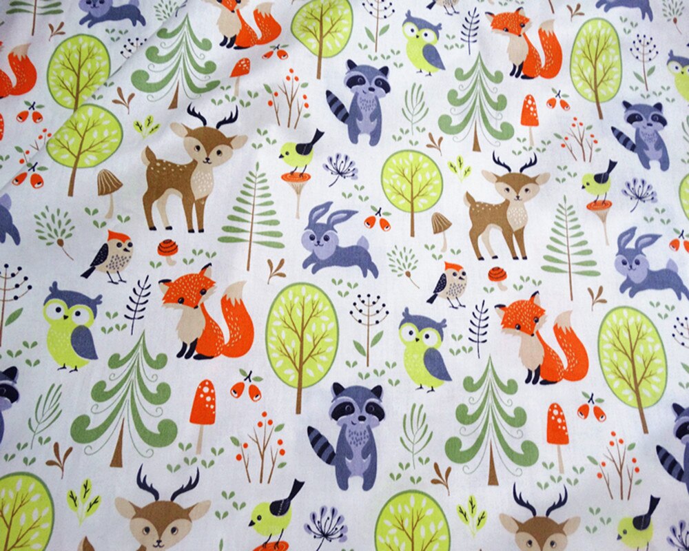 Tissu en coton imprimé renard Animal arbre tissu couture Quilting bébé tissus Patchwork couture accessoires faits à la main 100*160cm bricolage: Cotton Fabrics-A