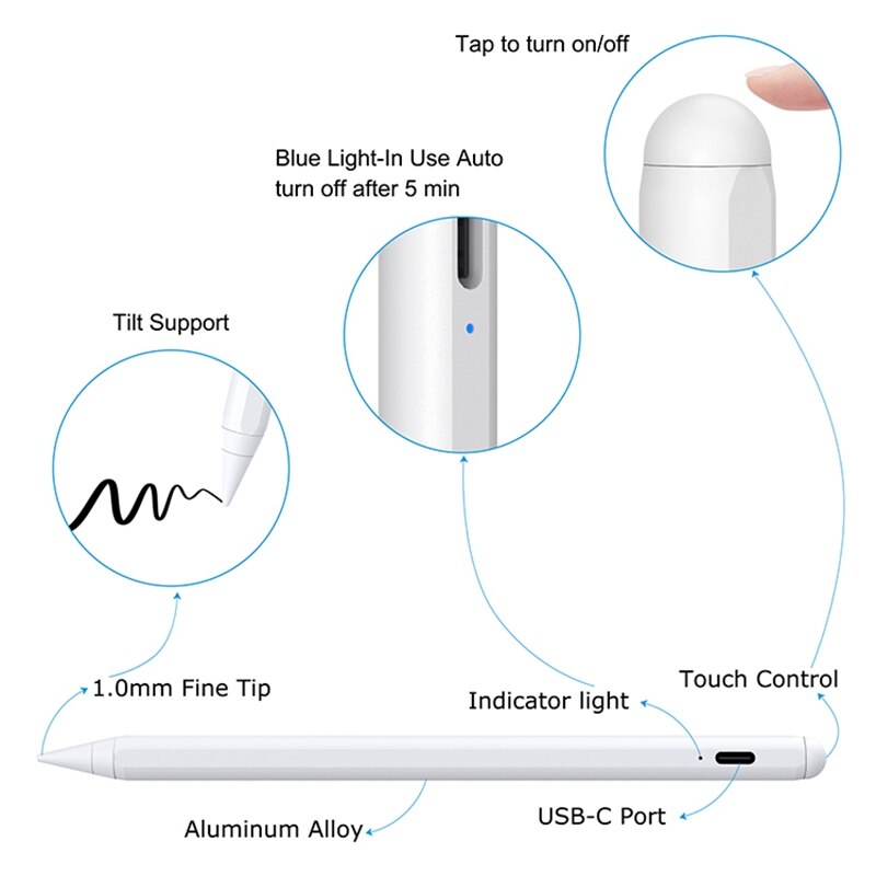 iPad Pen 1,7 mm Precisie Pen - Magnetische adsorptie, Palm Rejection en