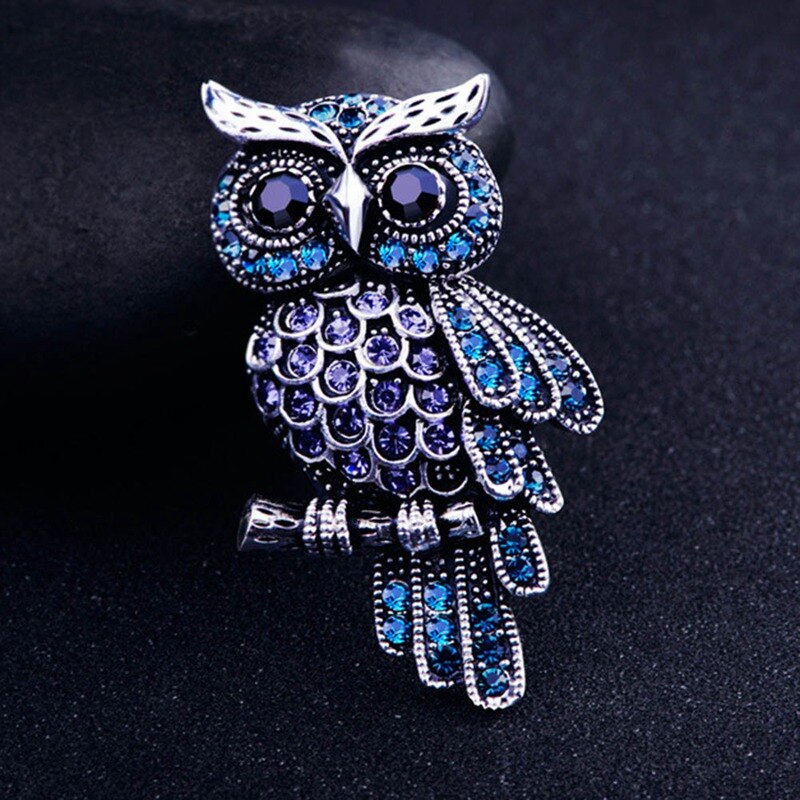 Gold Crystal Rhinestones Cute Owl Brooches For Women Jewelry: MC