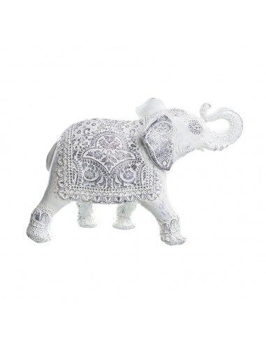 FIGURA ELEFANTE BLANCO-PLATA POLIRESINA 21 X 6,50 X 15 CM