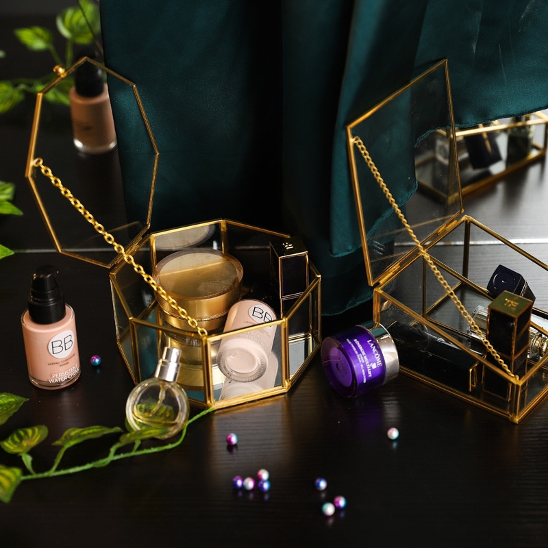 Geometryczne przezroczyste szklane pudełko na biżuterię Tabletop sukulenty pojemnik domowa biżuteria robić przechowywania szkła dekoracja rzemieślnicza