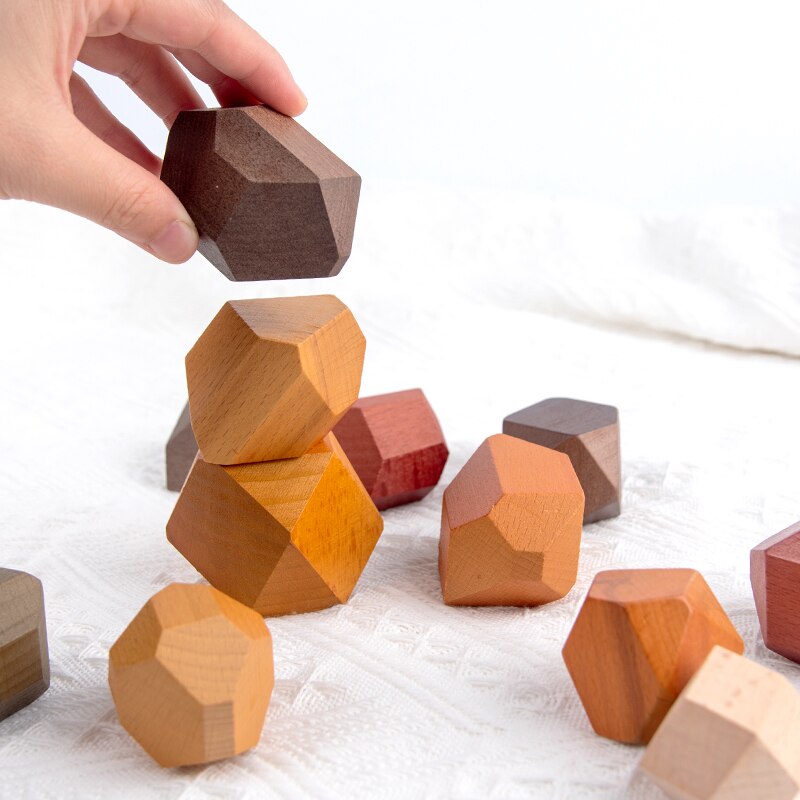 Più nuovo per Bambini in Legno Colorato di Pietra Jenga edificio bloccare Giocattolo Educativo Creativo Stile accatastamento bloccare Gioco Arcobaleno Giocattolo Di Legno