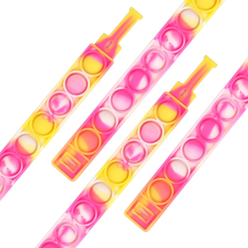 Pops bubble jego fidget proste dołek rainbow silikonowa bransoletka zabawka anty stres releif lęk sensory dla adhd autyzm dzieci: Red yellow white 1pc