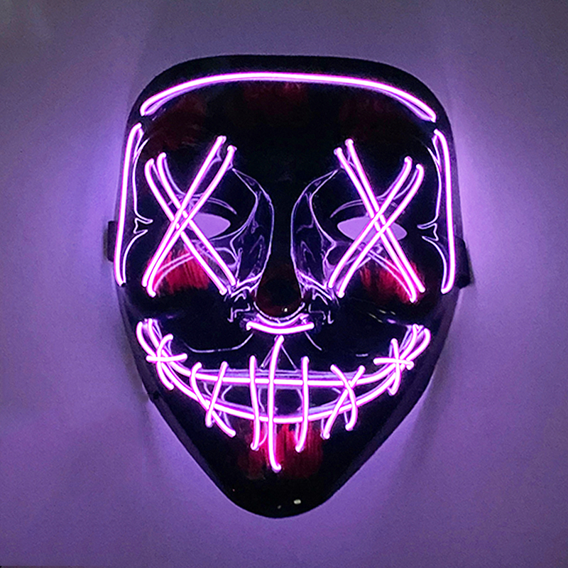 Masque facial effrayant et brillant pour Halloween, couleurs mélangées sans fil, masque de Purge LED lumineux, masque lumineux d'horreur, accessoires de Cosplay pour adultes, Costume: Rouge