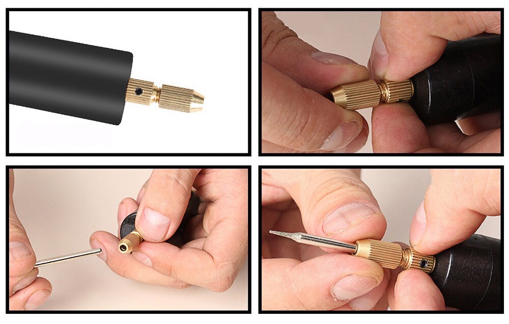 Mini taladros eléctricos artesanales, 5V de CC, taladro USB portátil de mano con 3 piezas para manualidades