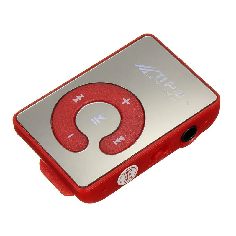 Mini muziek  mp3 speler met usb kabel met koptelefoon rood: Default Title