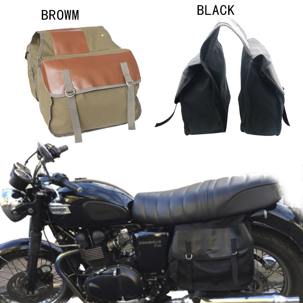 Bolsa de sillín de gran capacidad para motocicleta, bolsa de viaje de lona impermeable, caja de herramientas laterales, bolsa para motocicleta