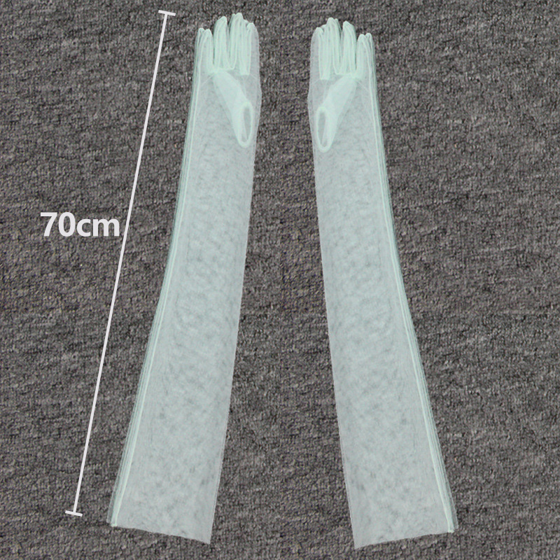 Lange transparente Tüll handschuhe ultra dünne dehnbare Voll finger handschuhe Mesh Ellenbogen Hochzeit Braut handschuhe Halloween Zubehör