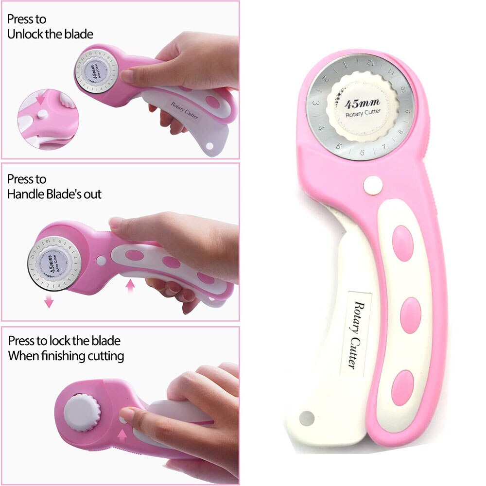 26pcs Rotary Cutter Kit 45mm Rotary Cutter & A4 Self Healing Cutting Mat&Patchwork Ruler&Blade for Quilting Leather Crafting