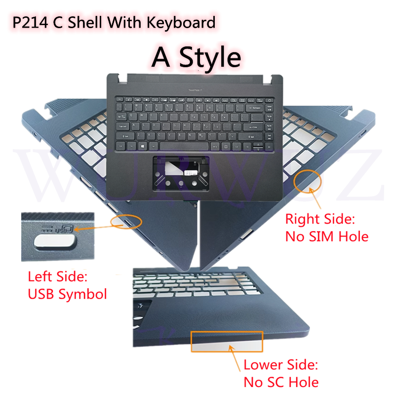 Suitable Laptop Keyboard Shell BOTTO Case ABCD Cover For ACER TravelMate P214 N19Q Black: SKY BLUE