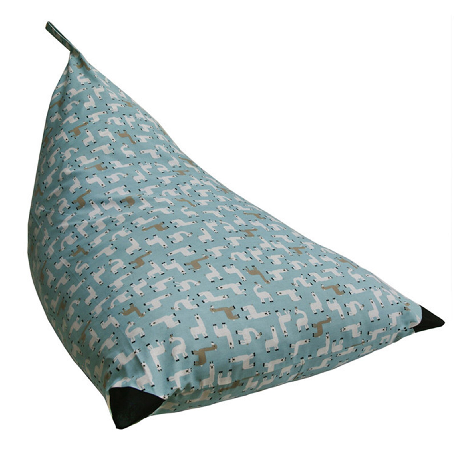 Sofa støvtæt lærred trekant trykt børneværelse stor kapacitet stolebetræk opbevaring bønnepose hjem til udstoppet dyr soveværelse: Blå