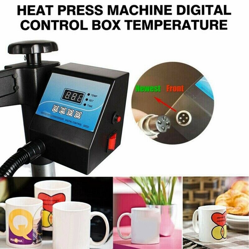 Digital Control Box Heat Press Digital Temperature Controller for Mug/Plate/Stone Photo/T-Shirt Black