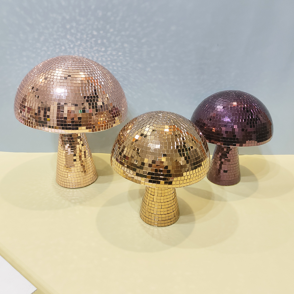 Bola de espejo de discoteca con forma de seta reflectante Retro, luz de DJ, decoración moderna para el hogar, esculturas y figuras para en casa de graduación y sala de fiestas