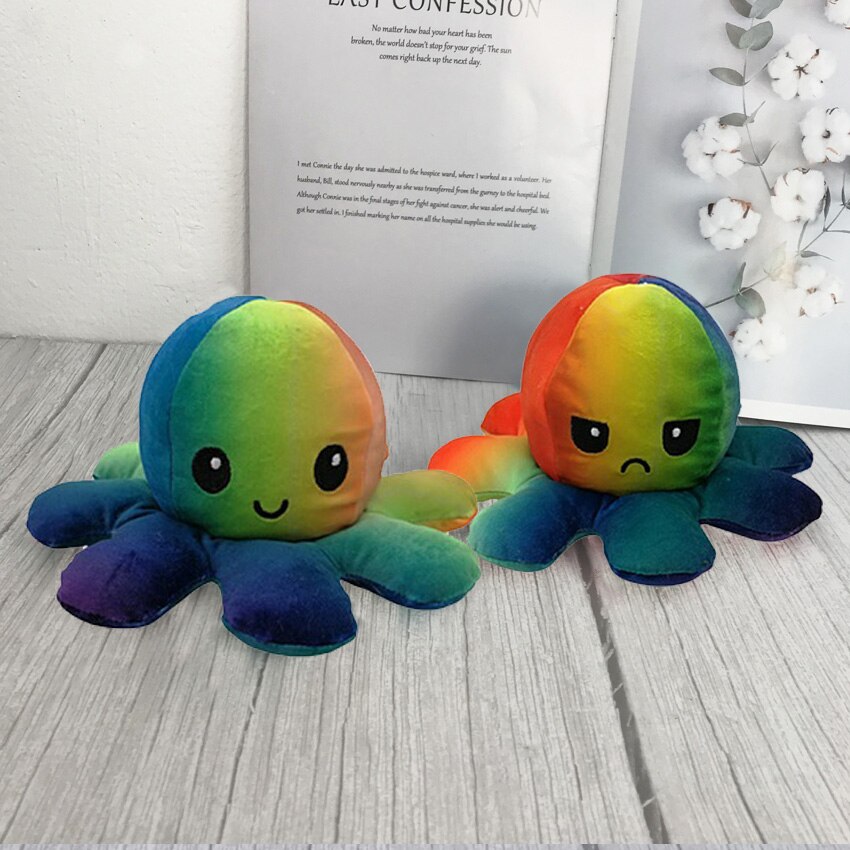 Octopus Reversibile Della Bambola Della Peluche Doppio-sided Vibrazione Reversibile Farcito Peluche Bambola Giocattolo Per Bambini Ragazze Bambola Decorazione Della Casa: O-20X20X10cm