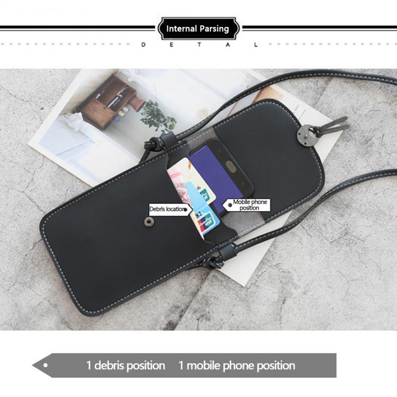 Touch screen mobiltelefon pung smartphone tegnebog læder skulderrem håndtaske kvinder taske til iphone x samsung  s10 huawei  p20