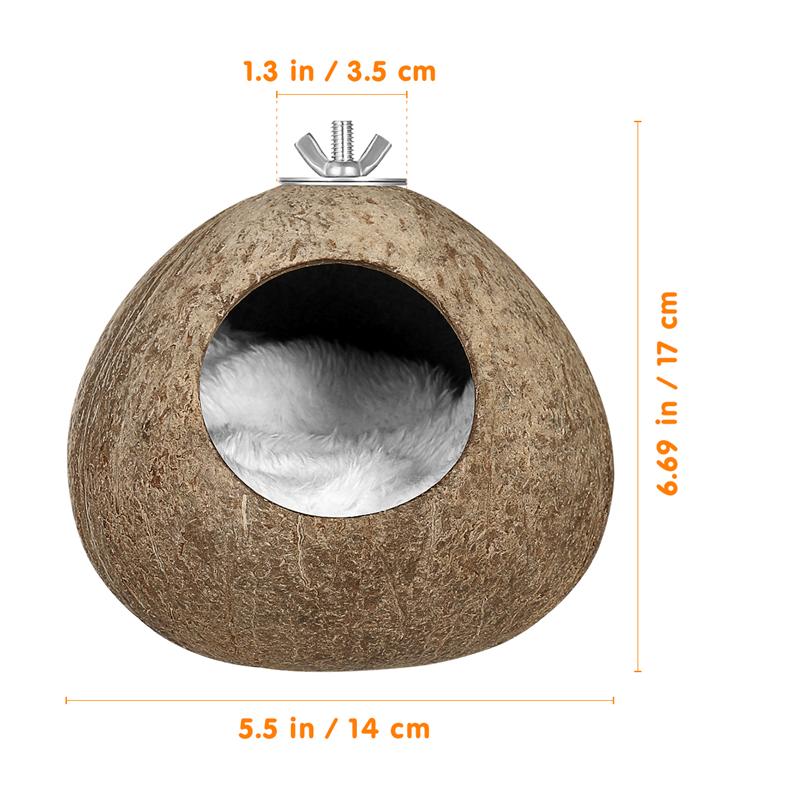 Coconut Shell Pet Bird Nest Hamster Squirrel Breeding Nest Crafts Delicate Bird House Pendant for Yard Garden