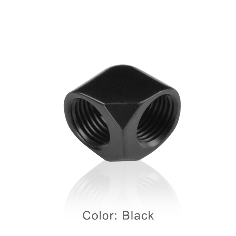 Syscooling water cooling fitting 90 degree female elbow copper G1/4 inner thread elbow: Black color