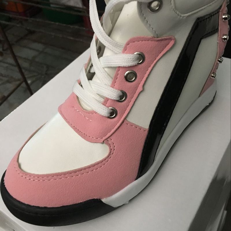 Asileto dam högklackat skor dam sneakers komfortnit dold kilklack hög topp  t349