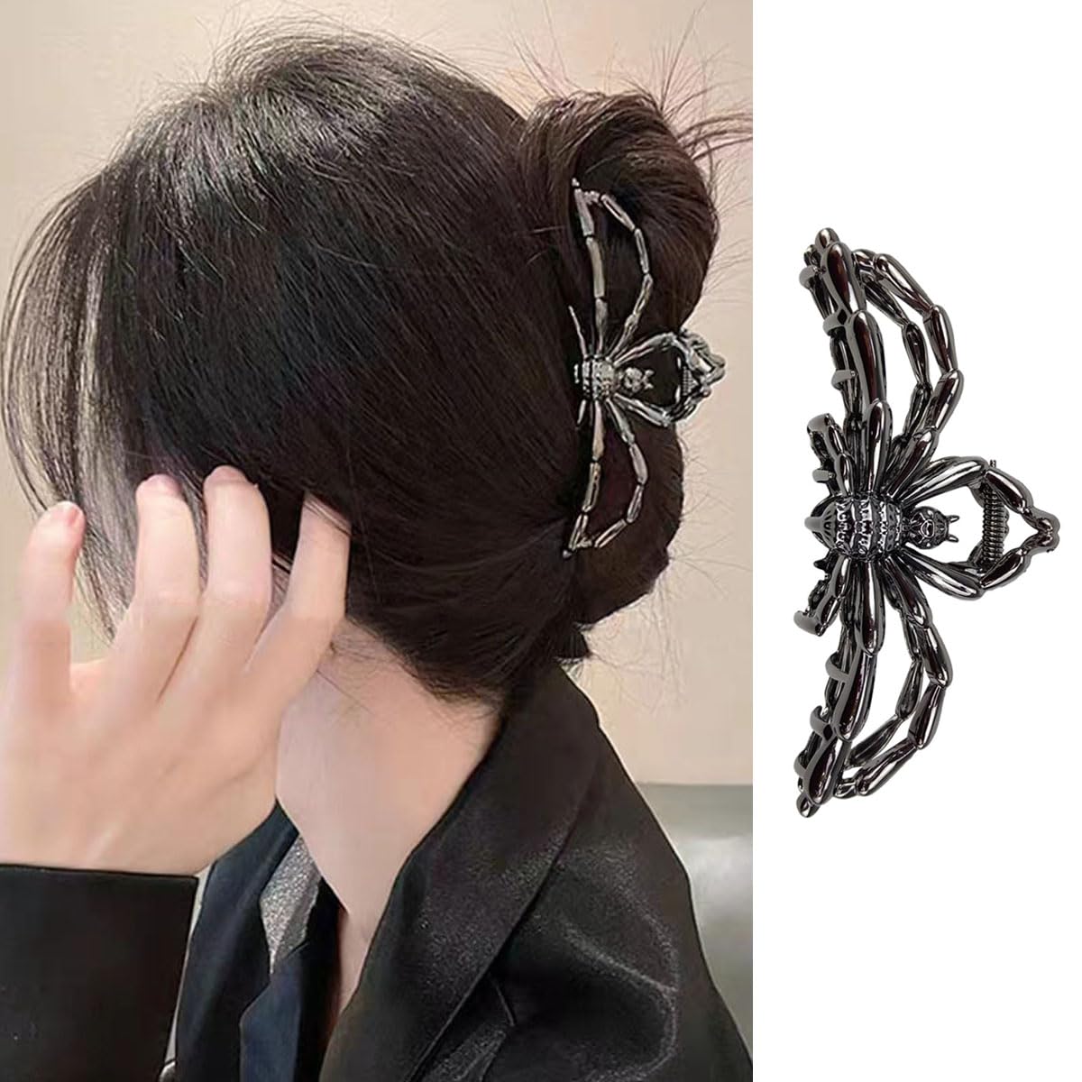 Spider Web Metal Hair Crab Clips Alloy Halloween Hair Claw Clips Hairgrip Hairpin Barrette Clamps Party Hair Accessories: Light Grey