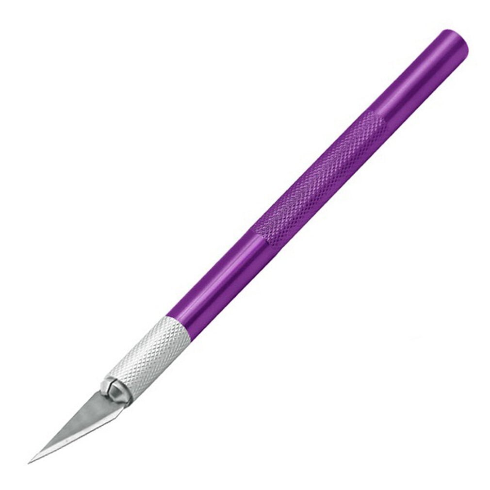 Non-Slip Metal Scalpel Knife Tools Kit Cutter Engraving Craft Knives+5pcs Blades Mobile Phone PCB DIY Tool: Purple