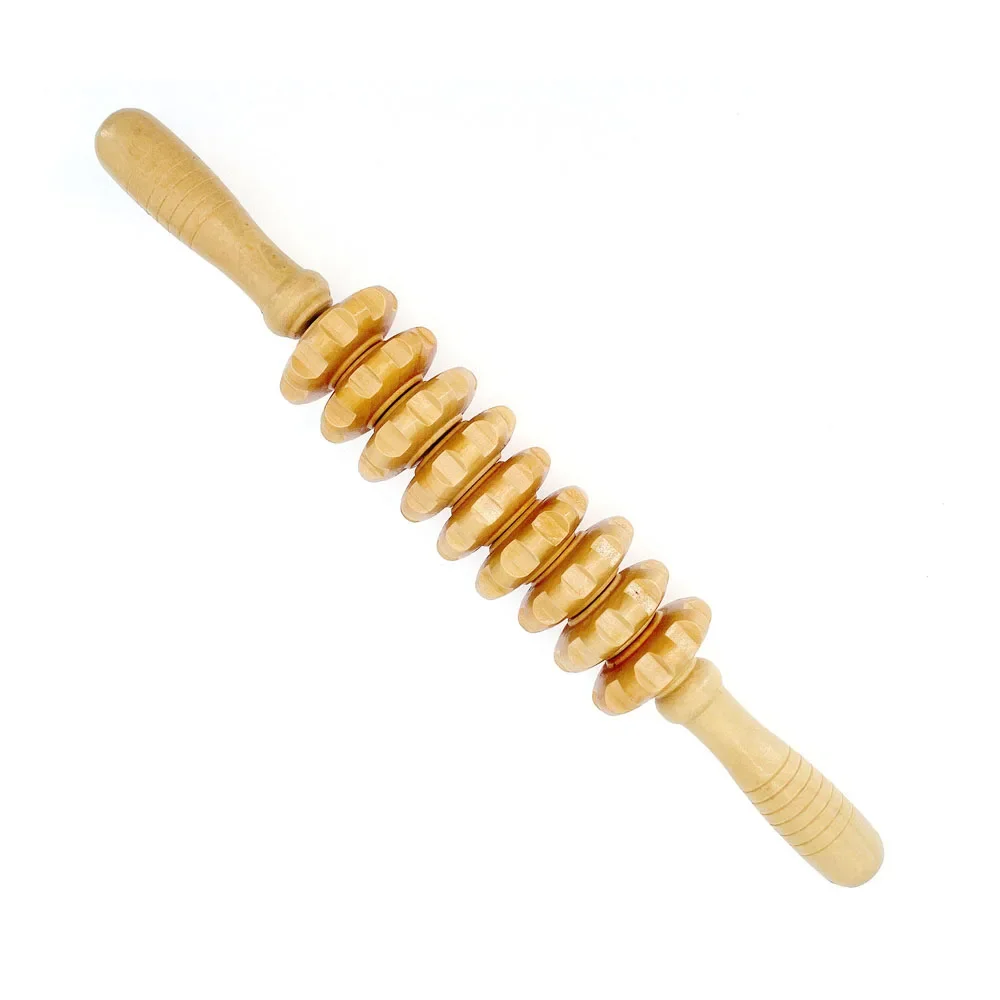 Körper-Faszien-Massagegerät, rutschfester Griff, Holz, gerillte Ausrügestochen, Arme, Beine, Oberschenkel, Gesäß, glattes Rollenmassagegerät zur Rückenentspannung: Gold
