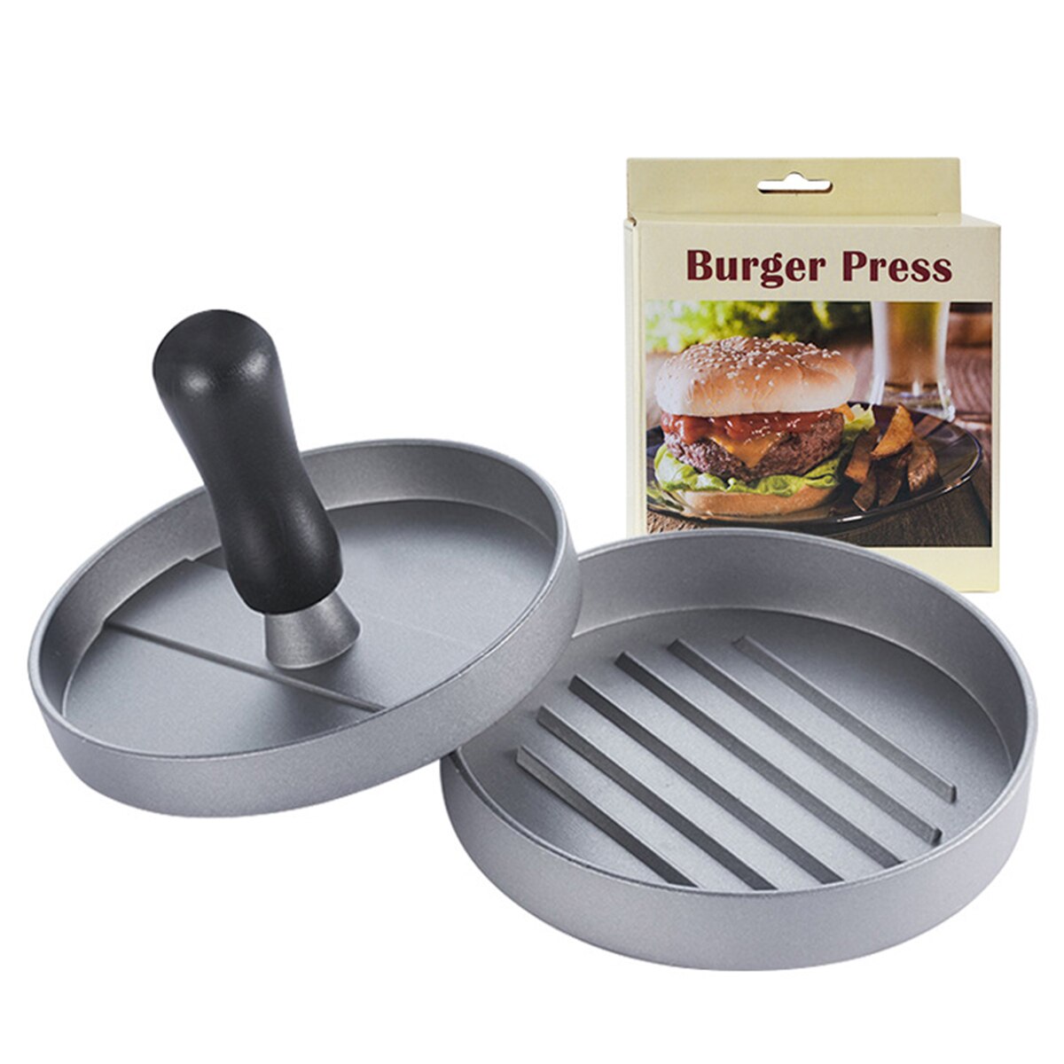 Rund form hamburger presse aluminiumslegering hamburger kød oksekød grill burger presse patty maker skimmel køkken kød værktøjer