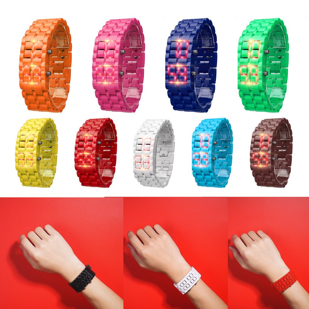 Neue Eisen Samurai Metall Armbinde Lava Uhr LED Digital Uhren Stunde Männer Frauen