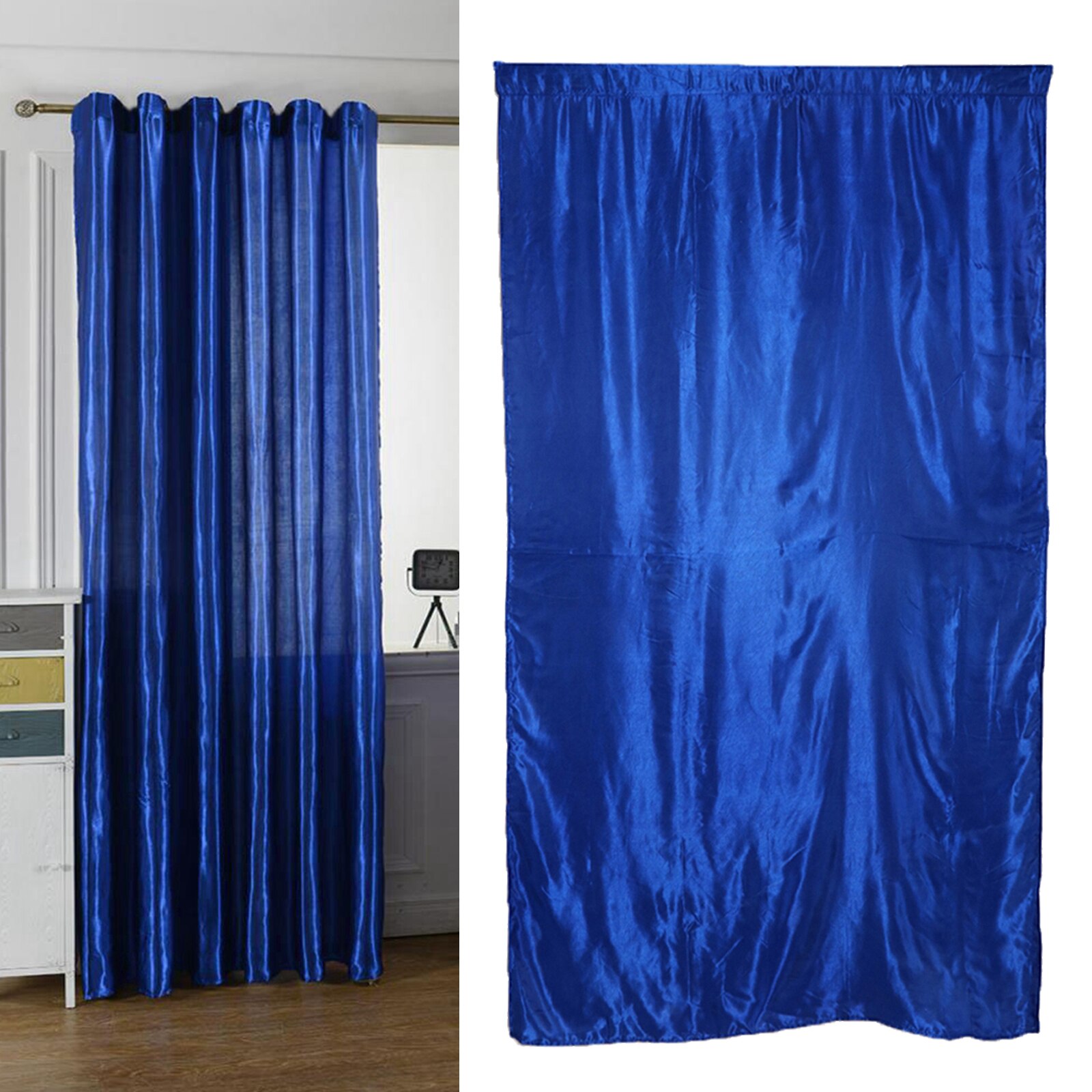 Gordijnen met roede, verduisterend effen kleur voor woonkamer, slaapkamer, café: Blauw