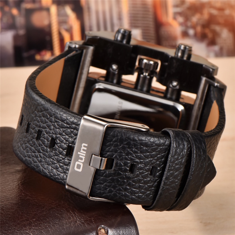 Oulm 3364 Big Size Watches Men Luxury Brand Sport Male Quartz Watch PU Leather Unique Men's Wristwatch relogio masculino