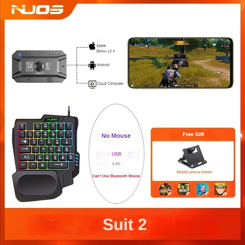 M1 Pro Mobile Game Controller 4-in-1-Maus-Tastatur-Adapter-Konverter BT V5.0 Programmierbarer Adapter, unterstützt IOS Android-System: Silber
