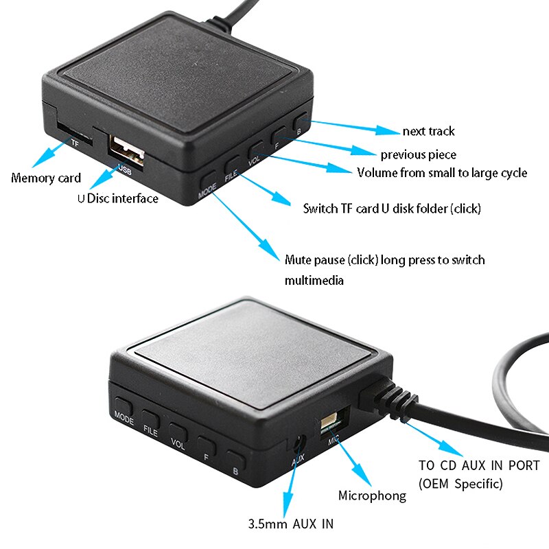 Módulo Bluetooth de 6 pines para coche, adaptador AUX TF USB, reproductor de Radio inalámbrico estéreo o módulo para Renault 2005