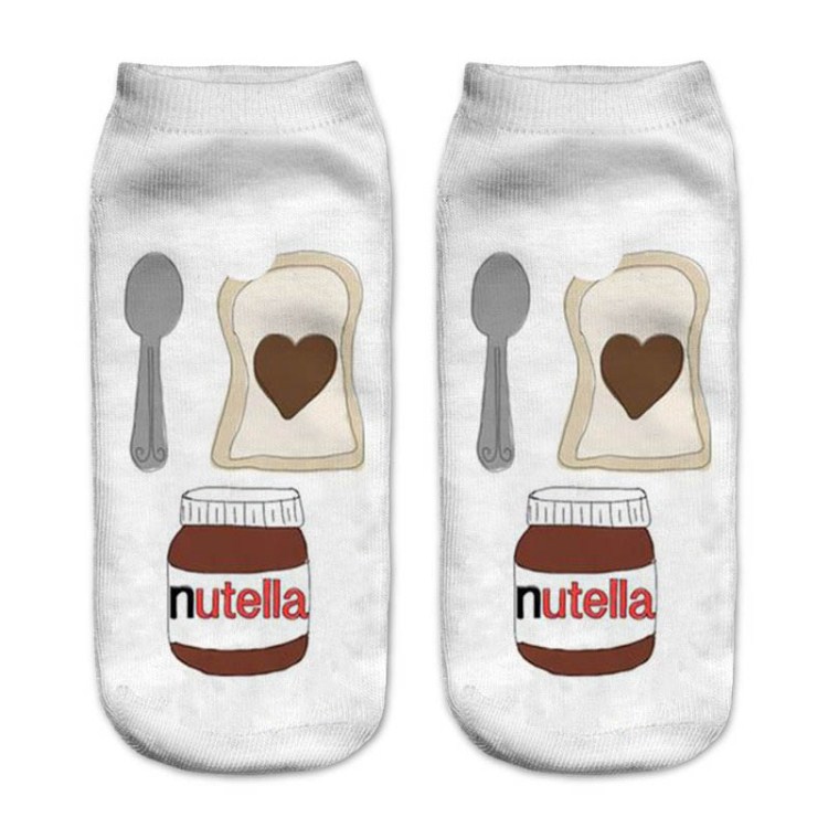 Nutella Pizza Buger Print Casual Stijl Print Type 3D Sokken Mannen Vrouwen Sokken Vrouwelijke Korte Sok: 13