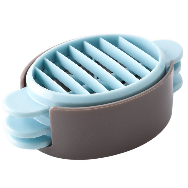 Plastic Multipurpose Ei Slicer, Zacht Gekookt Ei Dicer, Voedsel Sectie Cutter Divider: blue and gray