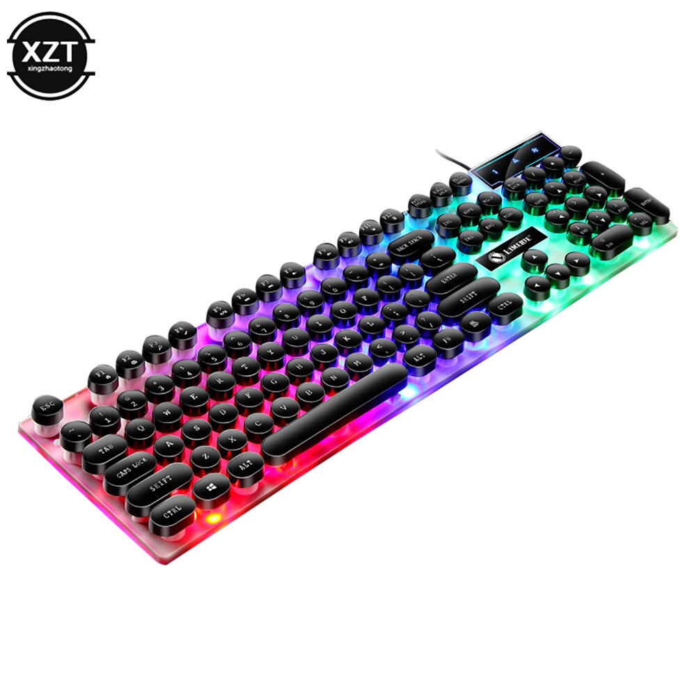 Limei – ensemble clavier et souris Gtx300, rétro, Punk, rétro, jeu rétroéclairé, Suspension filaire USB: keyboard black