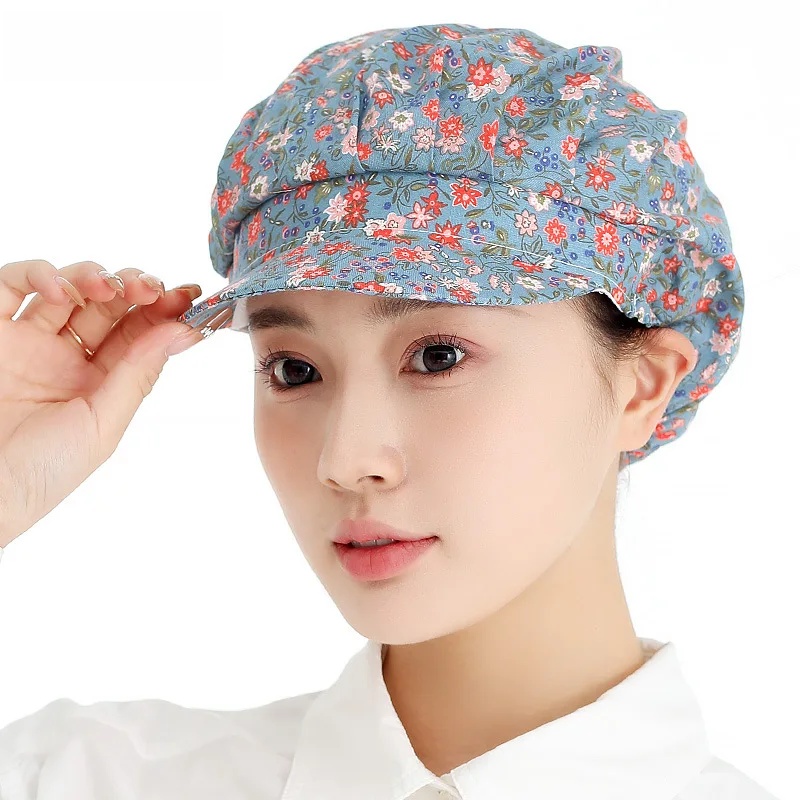 Damen-Kochmütze für sterben Küche, ölbeständig, rauchfrei, zum Kochen, kochendes Öl, spritzwassergeschützt, Heimarbeitskappe, Fabrik-Staubschutz: Blau