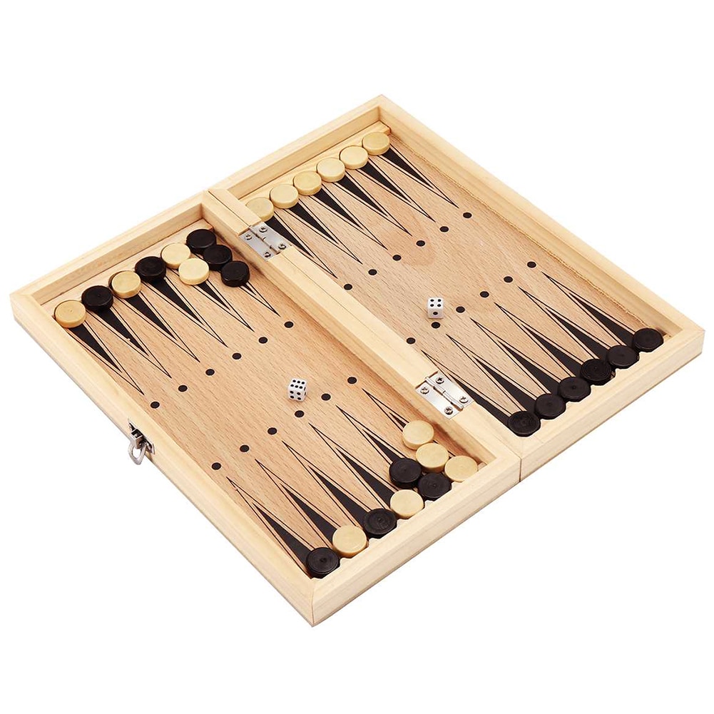 3 in- in-1 reisspelletjes voor kinderen, schaakbordset, draagbaar speelgoed, houten beginners, backgammon, leerzaam, opvouwbaar, entertainment