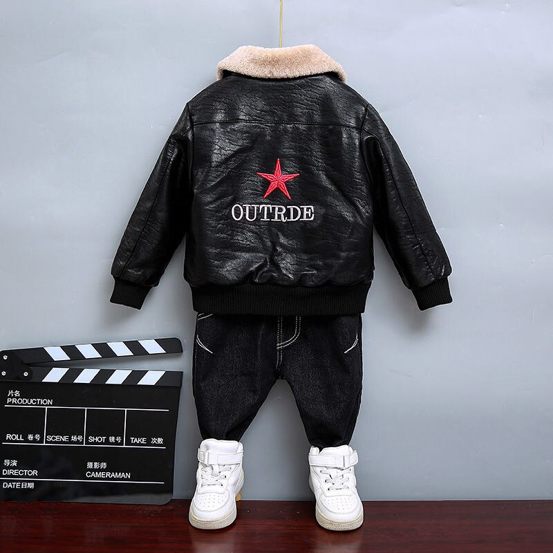 Blouson en cuir PU, vêtement printemps-automne-hiver, pour enfants de 1-10 ans, à la ,